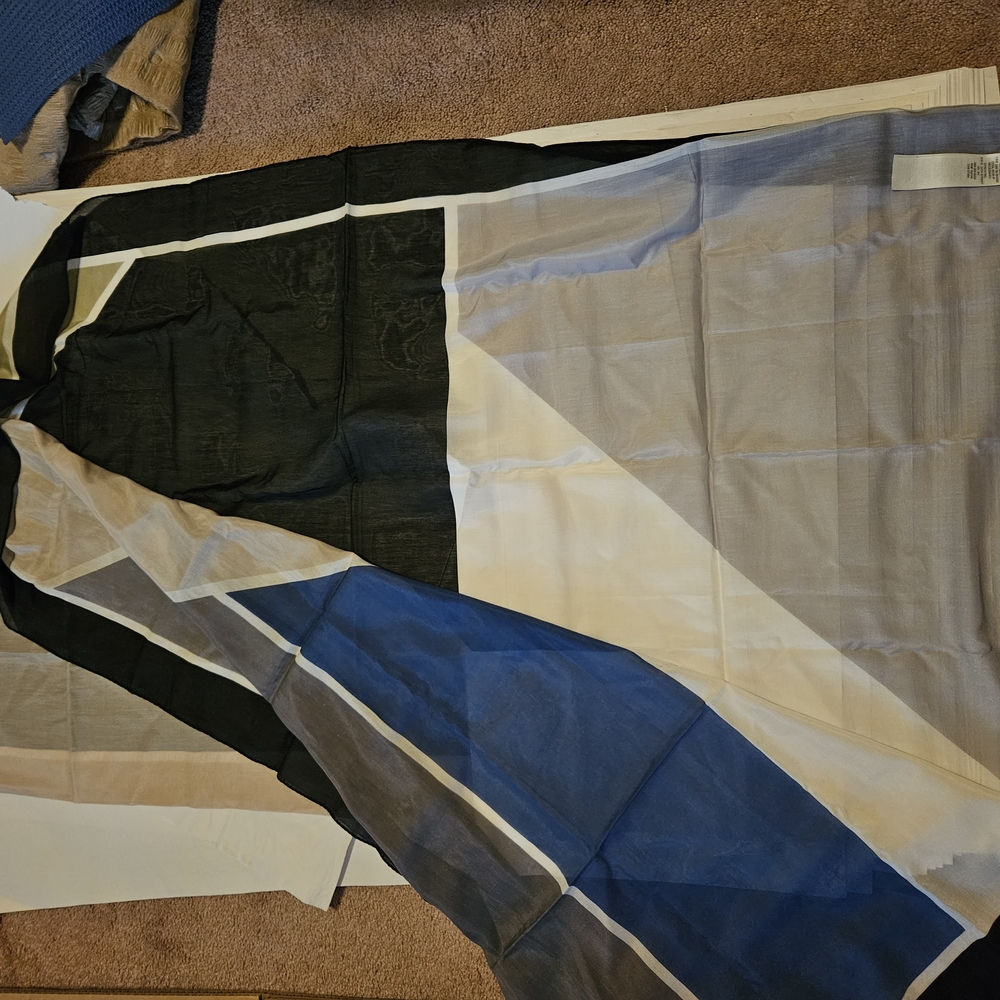 Coach Black and Blue Geometric Scarf